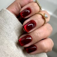 NA030 -  Red Cat Eye Glam Nails